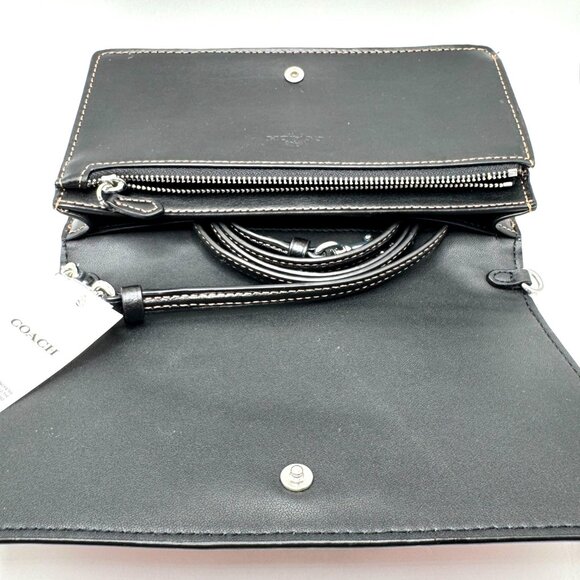 Coach Anna Foldover Crossbody Bag Tartan Plaid Red Black Coated Canvas Leather - Picture 8 of 16